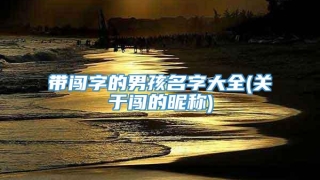 带闯字的男孩名字大全(关于闯的昵称)