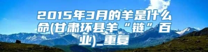 2015年3月的羊是什么命(甘肃环县羊“链”百业)_重复