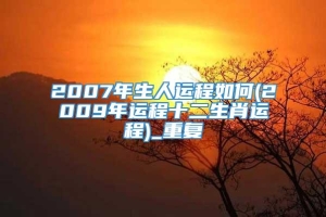 2007年生人运程如何(2009年运程十二生肖运程)_重复