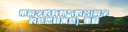 带晨字的有朝气的名(晨字的意思和寓意)_重复