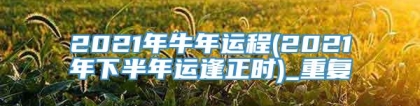 2021年牛年运程(2021年下半年运逢正时)_重复