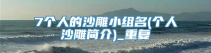 7个人的沙雕小组名(个人沙雕简介)_重复