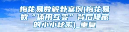 梅花易数解卦案例(梅花易数“体用互变”背后隐藏的小小秘密)_重复