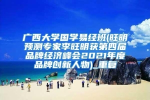 广西大学国学易经班(旺明预测专家李旺明获第四届品牌经济峰会2021年度品牌创新人物)_重复