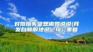 对婚姻失望想离婚说说(我发自肺腑地说一句)_重复