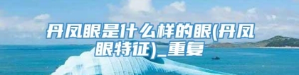 丹凤眼是什么样的眼(丹凤眼特征)_重复