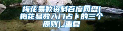 梅花易数资料百度网盘(梅花易数入门占卜的三个原则)_重复