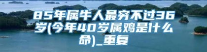 85年属牛人最穷不过36岁(今年40岁属鸡是什么命)_重复