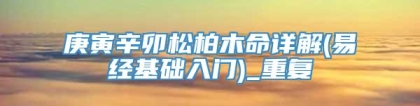 庚寅辛卯松柏木命详解(易经基础入门)_重复